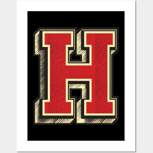 Authentic Vintage Letter H ✪ Retro Type Calligraphy Gift Idea for sports teams Posters and Art